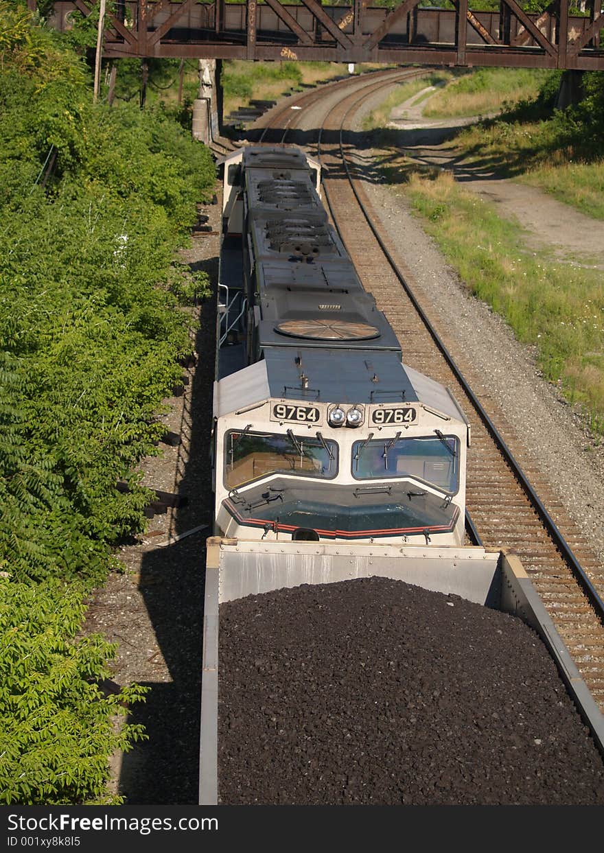 Shot from above an eastbound coal train. Shot from above an eastbound coal train