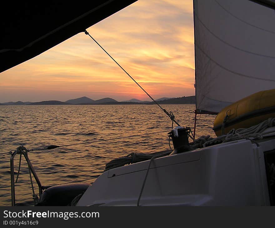 Sailing in sunset