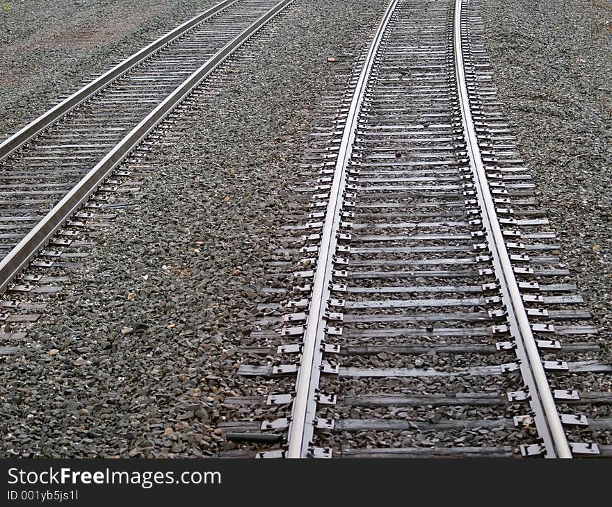 Mainline railroad tracks after the rain. Mainline railroad tracks after the rain.