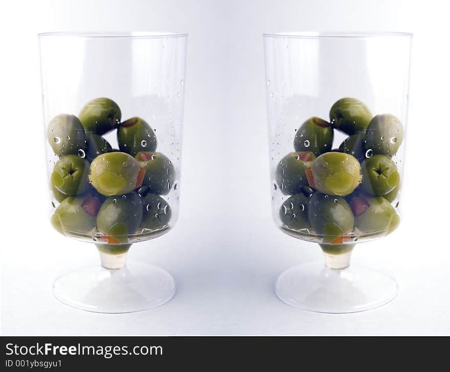 Two Glasses of Green Olives