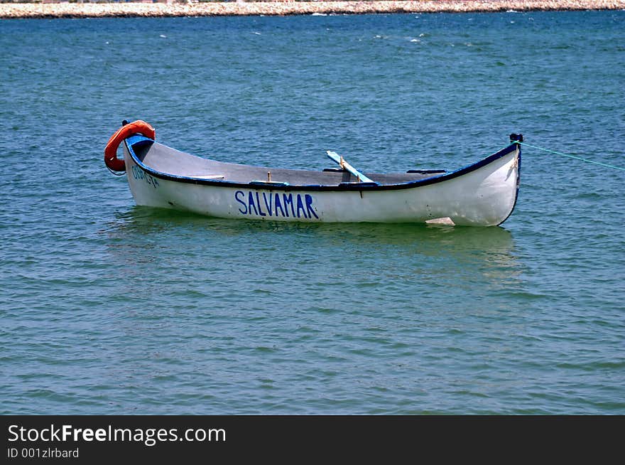 Empty lifeguard boat