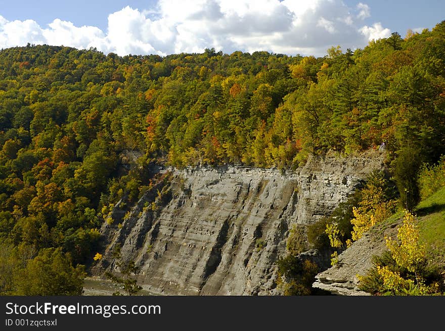 Autumn colors at the top of a large river gorge. Autumn colors at the top of a large river gorge