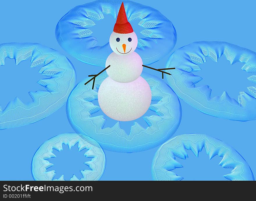 3D-Snowman on turquoise