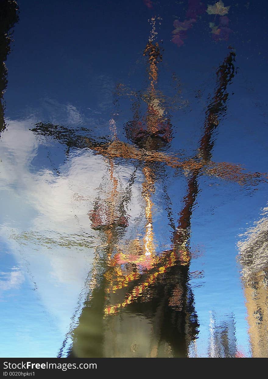 Reflection of ship in water. Reflection of ship in water