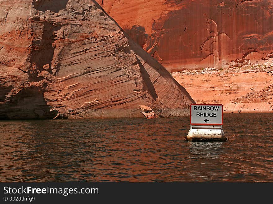 Floating Sign Gives Boaters Directions To Rainbow Bridge