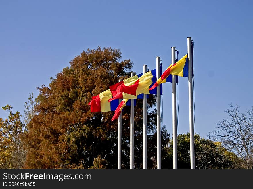 Flags on Autumn Sky