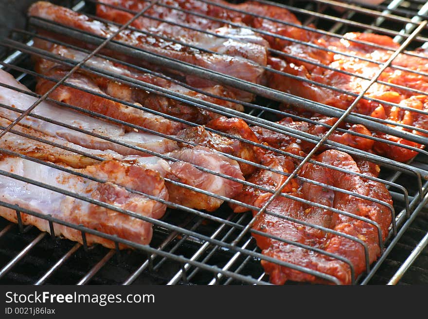 Chinese Pork Chops on a Barbecue. Chinese Pork Chops on a Barbecue