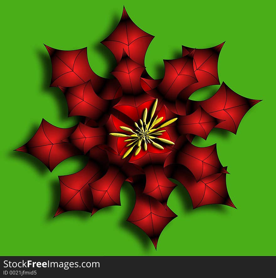 Large holiday poinsettia with green background - illustration