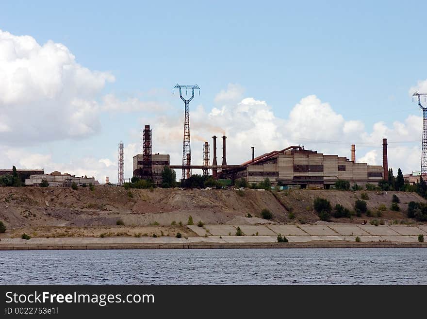 The factory on  the Volga coast. Russia