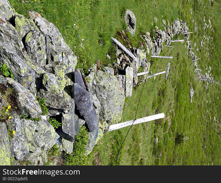 Stones fence in a mountains