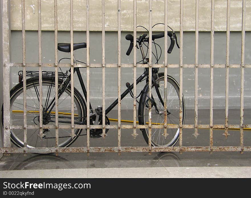 Bicycle near fence