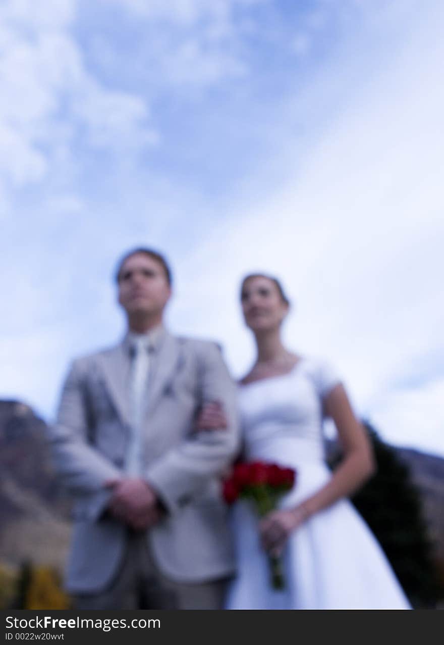 Bride and Groom holding arms. Bride and Groom holding arms