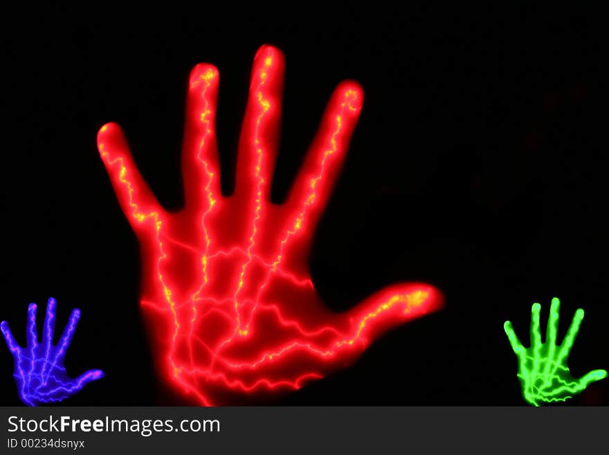 Couple of glowing hands. Couple of glowing hands