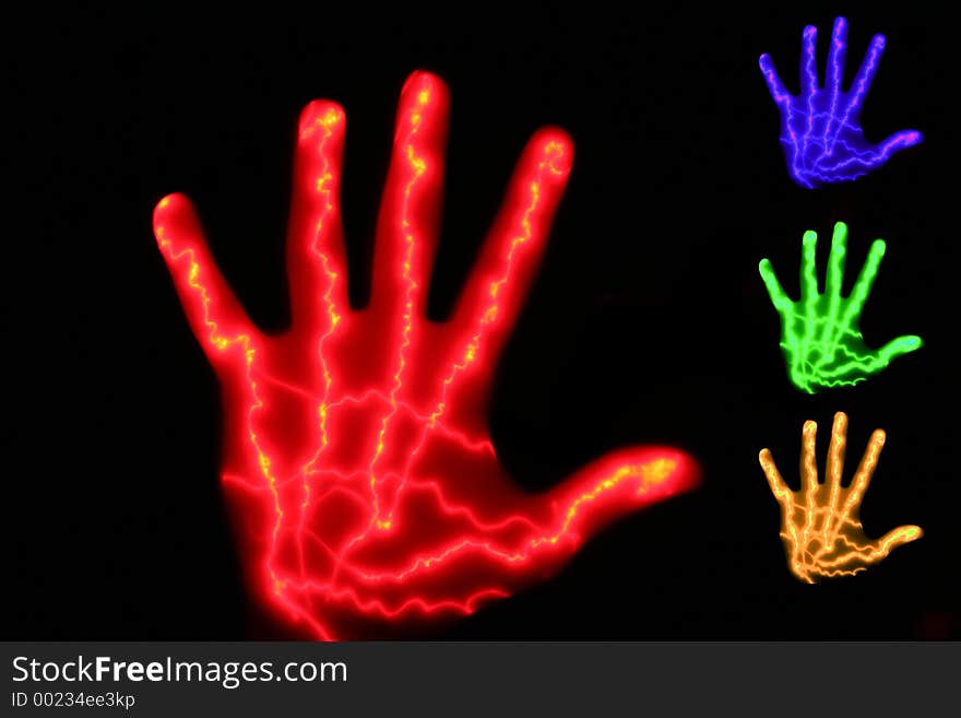 Couple of glowing hands. Couple of glowing hands