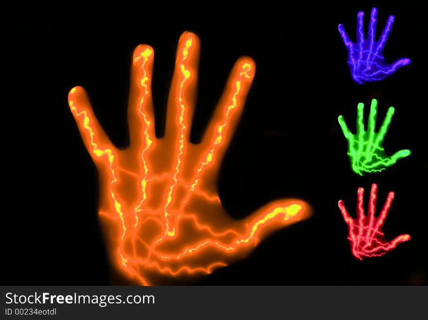 Couple of glowing hands. Couple of glowing hands