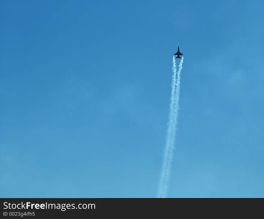 F-16 in the air during air show in USA. F-16 in the air during air show in USA