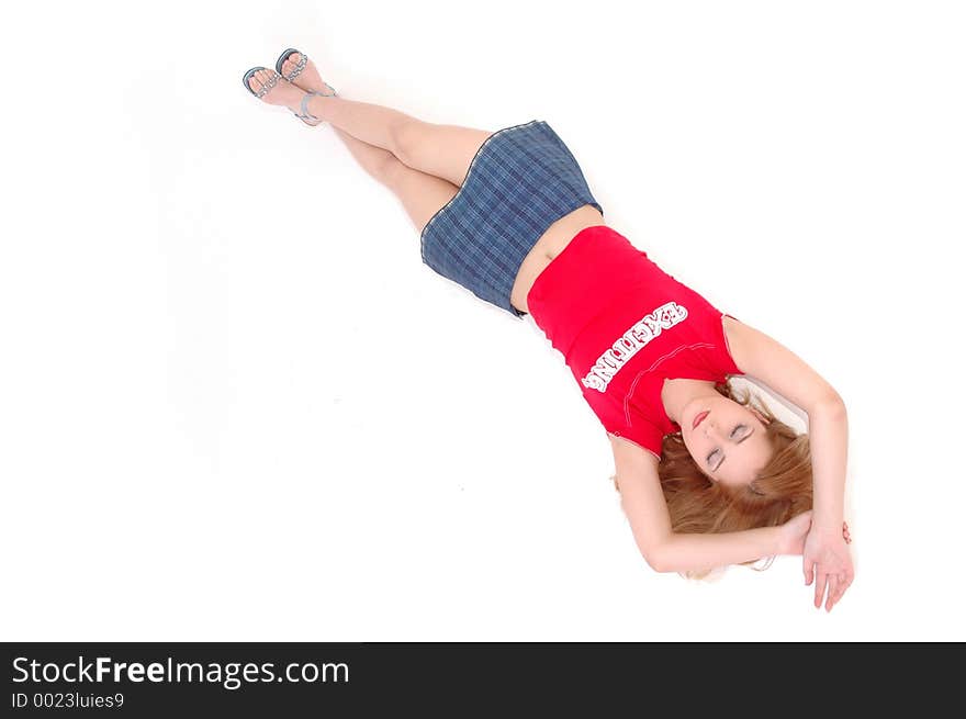 Girl laying on the floor