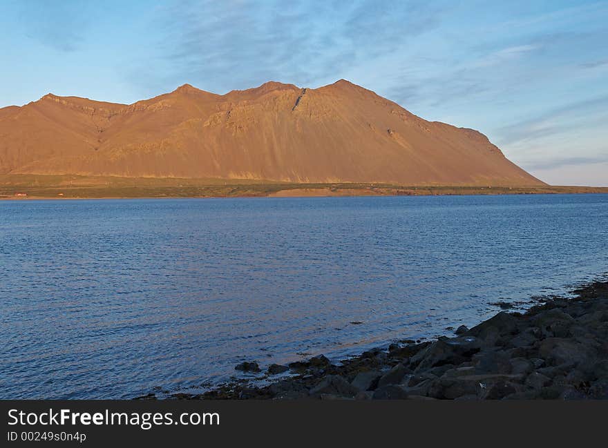 Hafnardalur mountains from Borgarnes, Iceland. Hafnardalur mountains from Borgarnes, Iceland