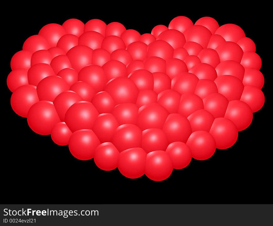 3D - Red bubble heart. 3D - Red bubble heart