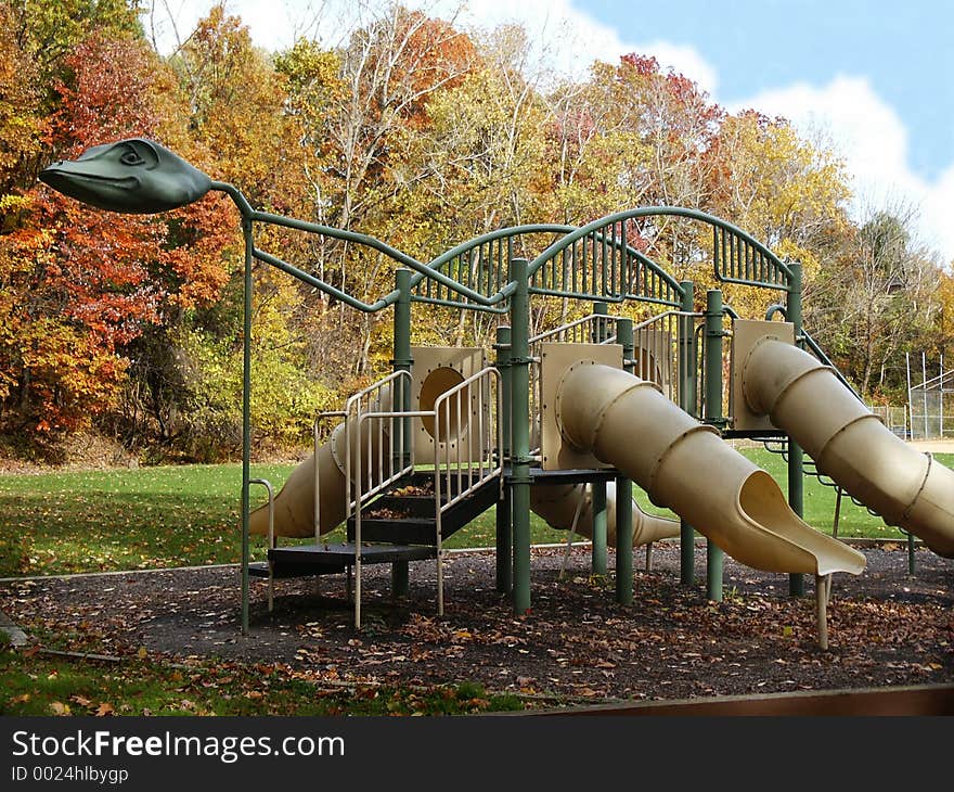 Playground equipment in shape of a plesiosaur, or dinosaur. Playground equipment in shape of a plesiosaur, or dinosaur