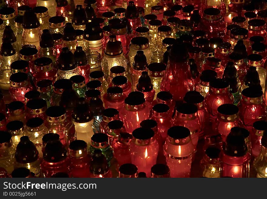 Candles, lighting in the dark - closeup. Candles, lighting in the dark - closeup