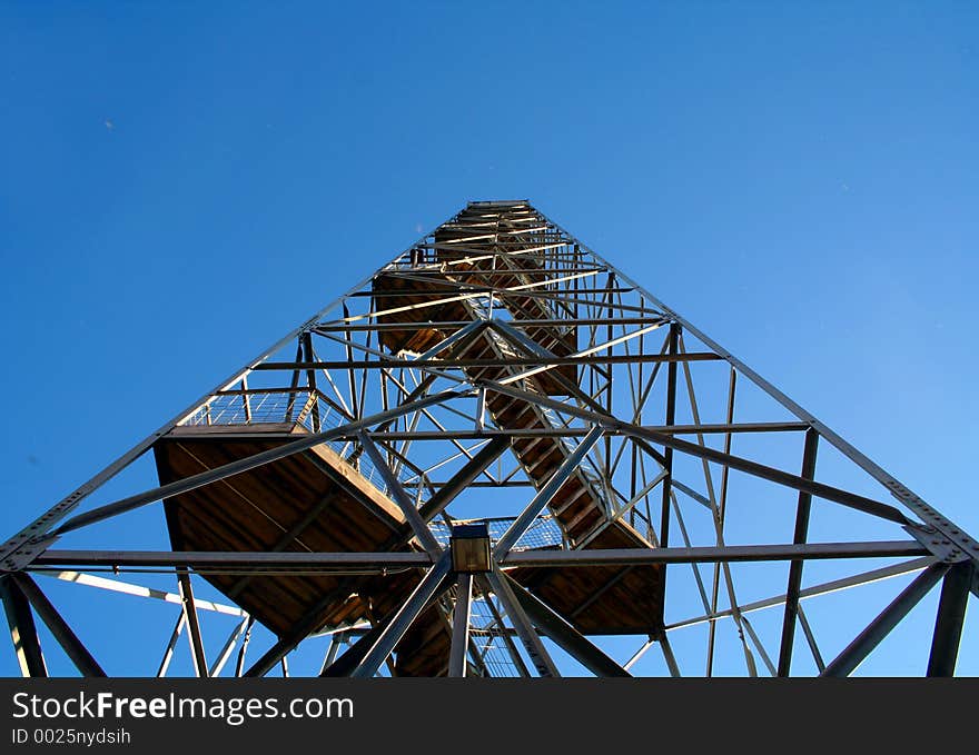 Looking up at a ranger tower. Looking up at a ranger tower.