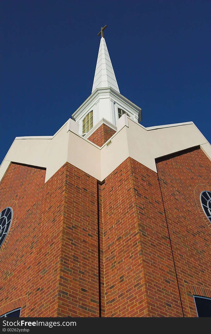 Church steeple with many angles,blue sky. Church steeple with many angles,blue sky