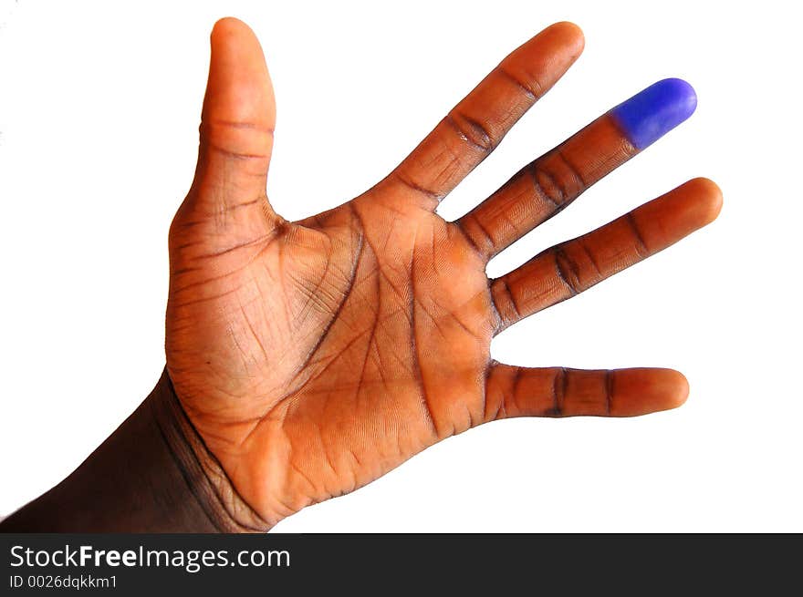 This is an image of a hand with a blue finger tip, metaphor for special. This is an image of a hand with a blue finger tip, metaphor for special.