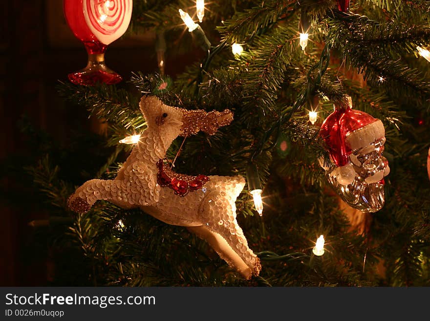 Christmas Ornaments on a Christmas tree