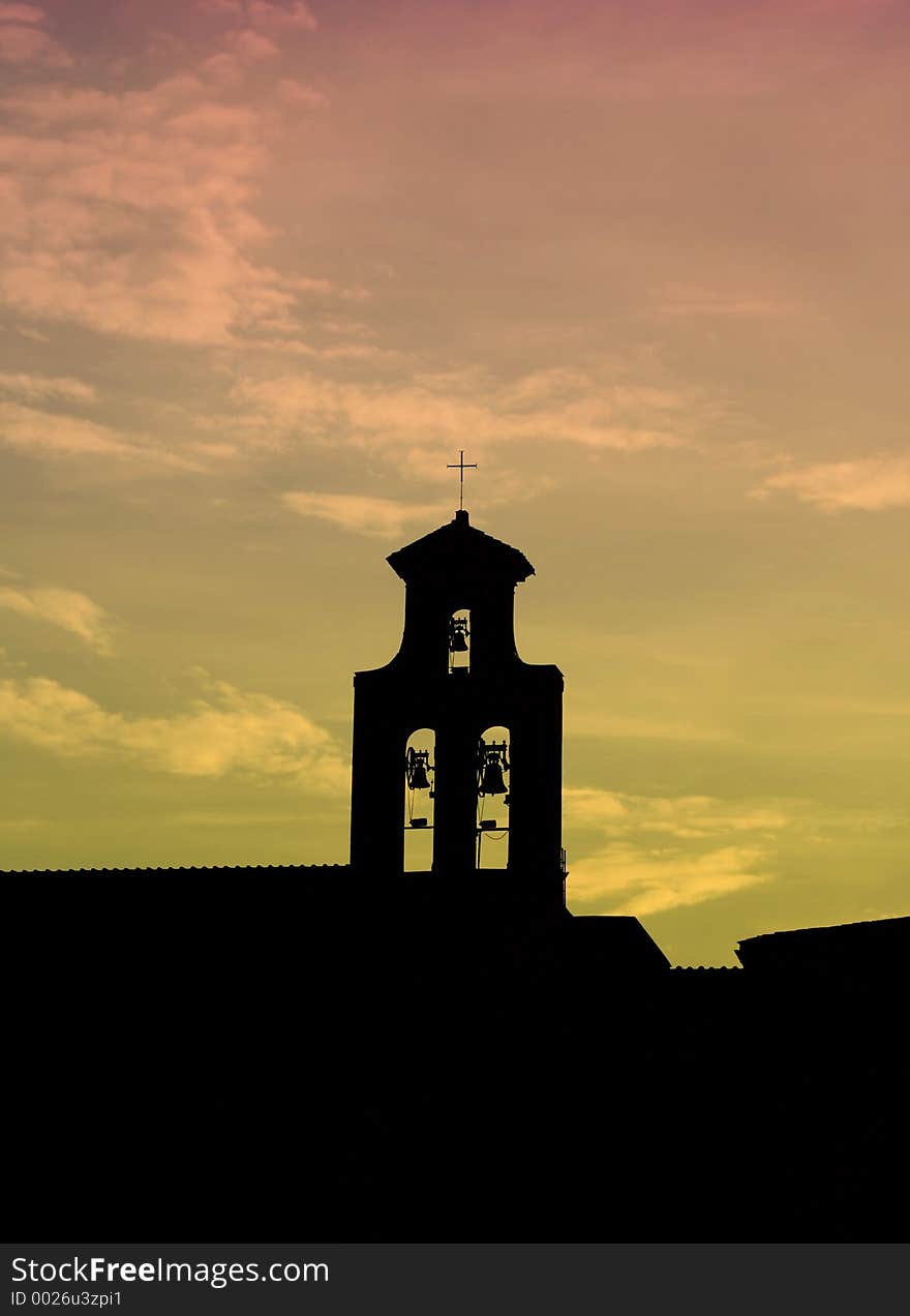 Sunset Over Chappel Silhouette