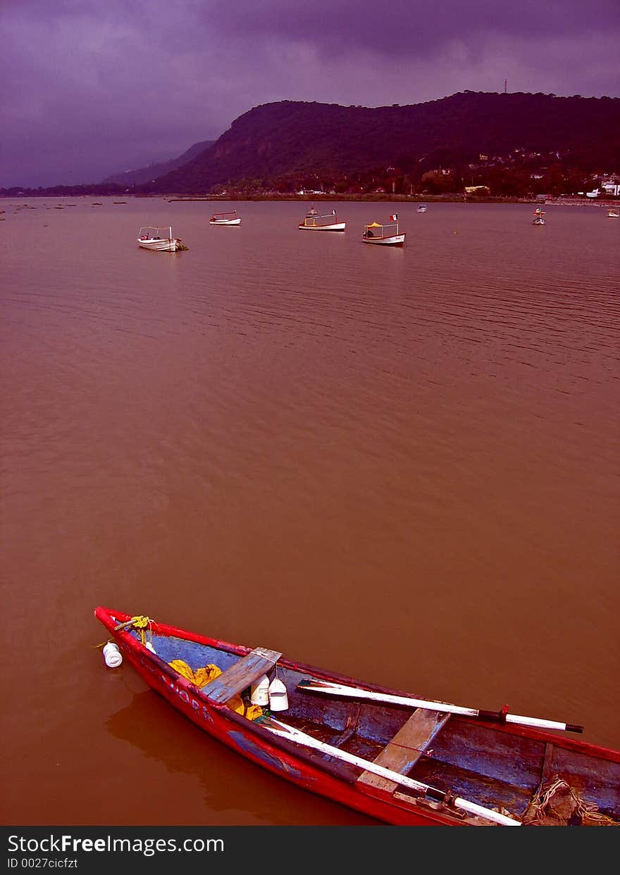 Boat, Lake, and Mountains. Boat, Lake, and Mountains