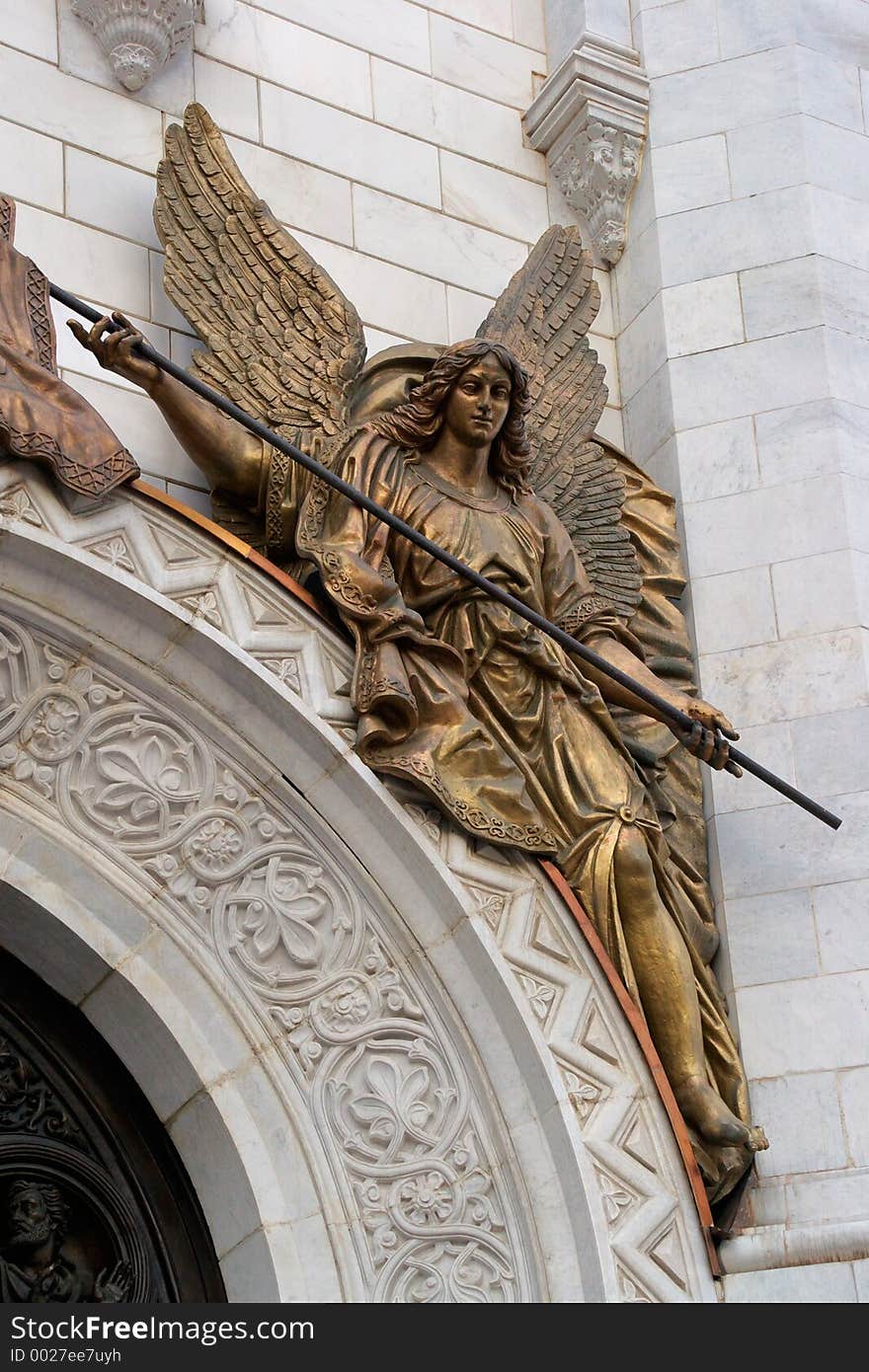 Fragment of external furniture of a Christian temple of the Christ of the Savior in Moscow