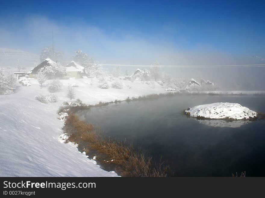 Snow covered houses