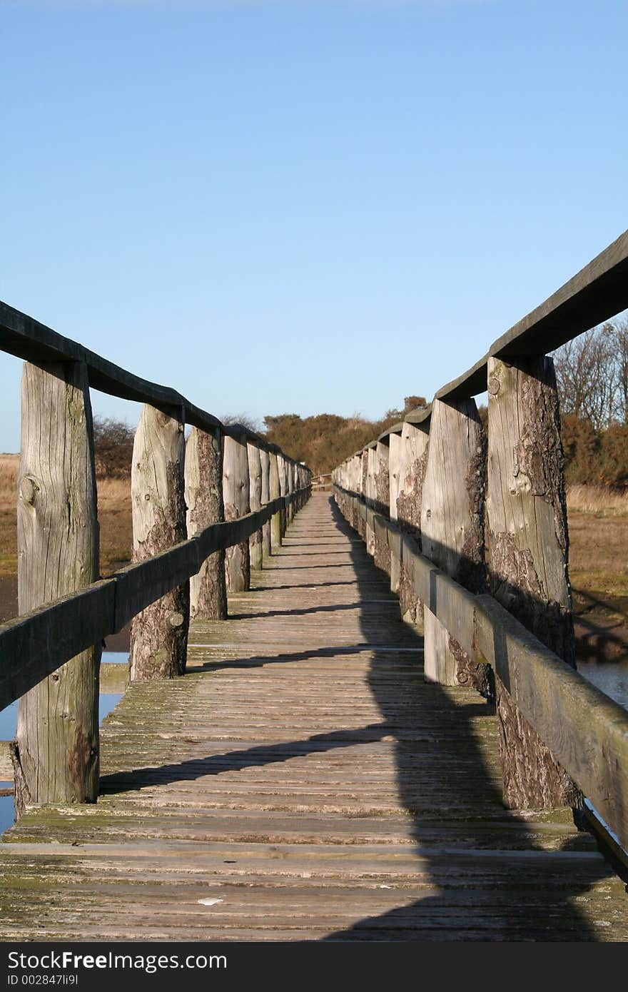 A long wooden Bridge in Nature reserve.