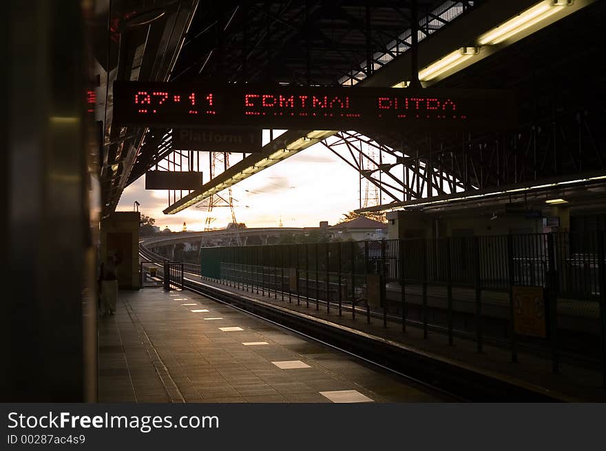 Train station in the morning dusk. Train station in the morning dusk