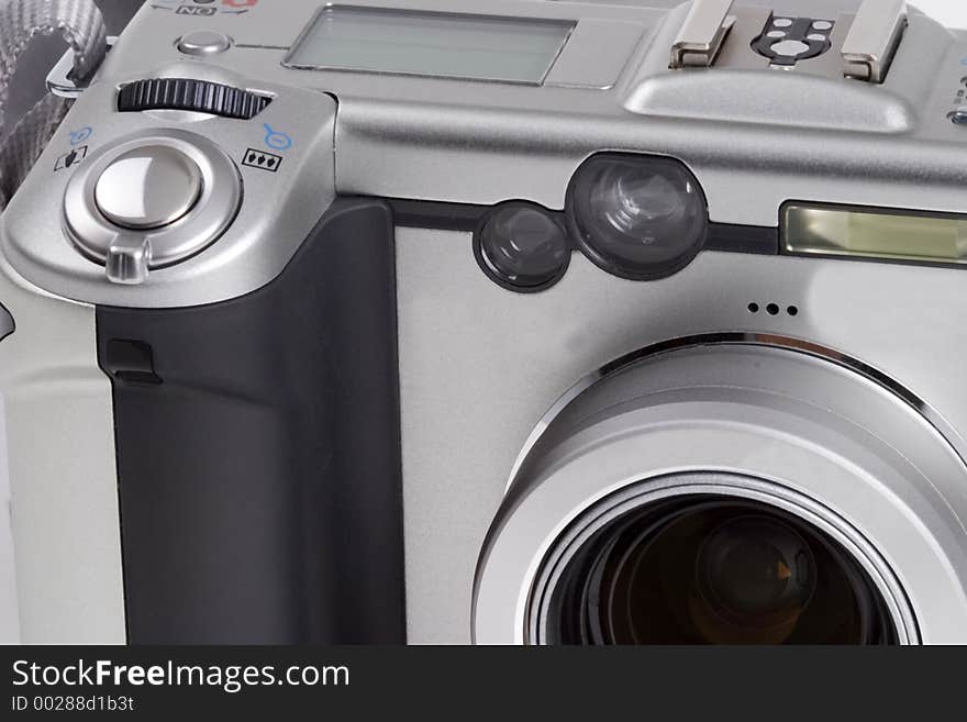 A compact digital camera - detail view. A compact digital camera - detail view