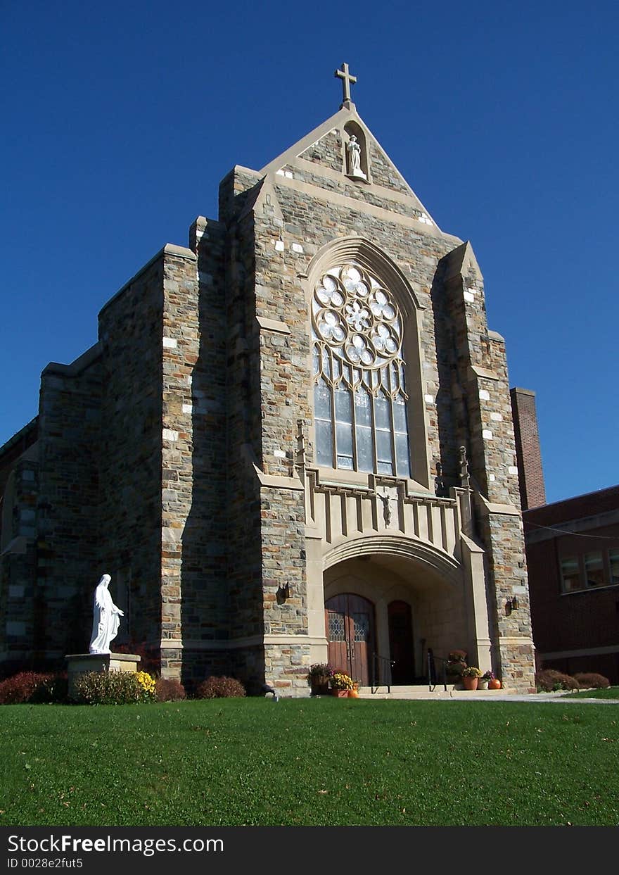 Church,sky and cross.