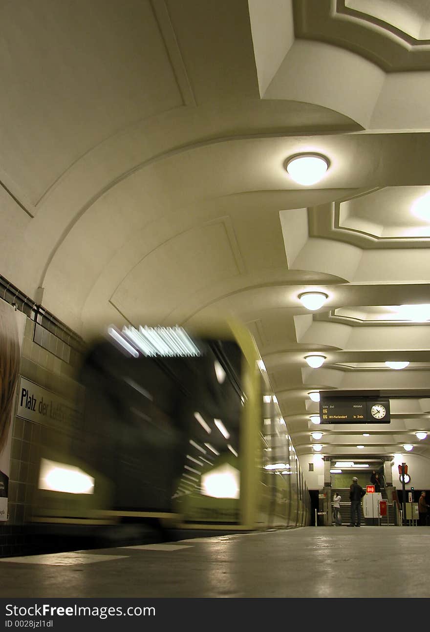 Moving modern train - subway, undergroung