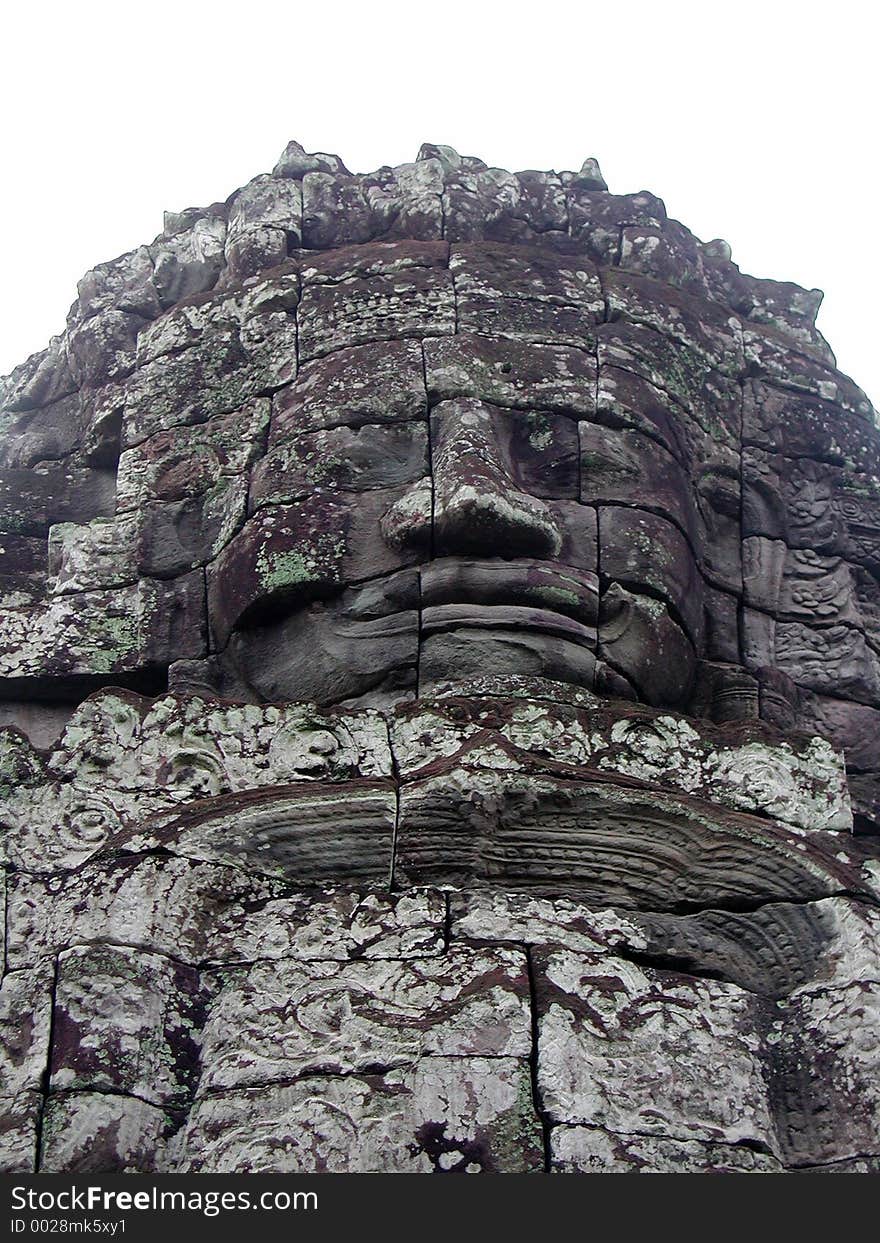 A stone face in Ankor Wat, Cambodia