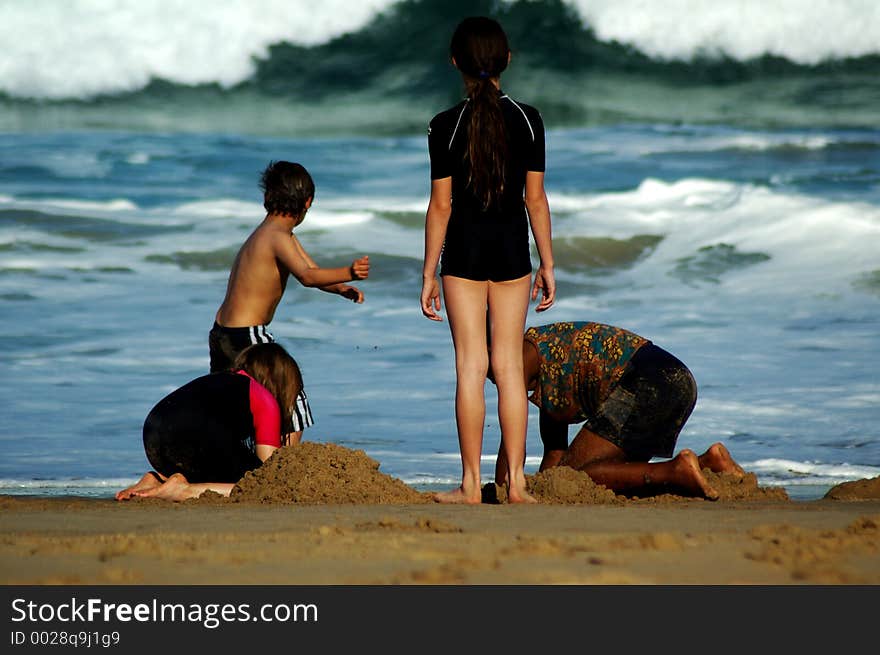 Group of kids playing on the beach. Group of kids playing on the beach