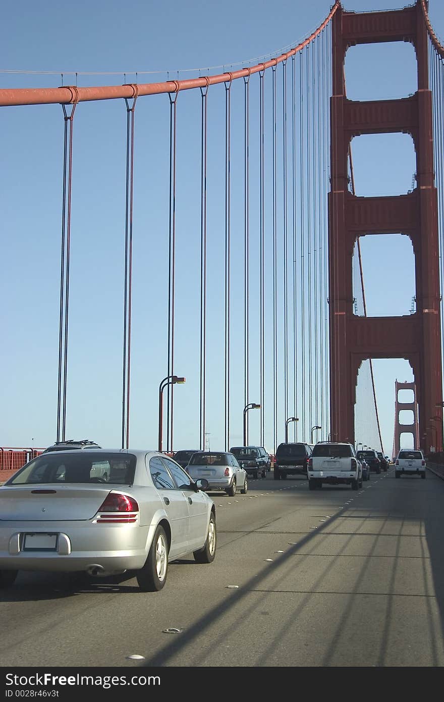 Traffic on San Francisco's Golden Gate bridge. Traffic on San Francisco's Golden Gate bridge.