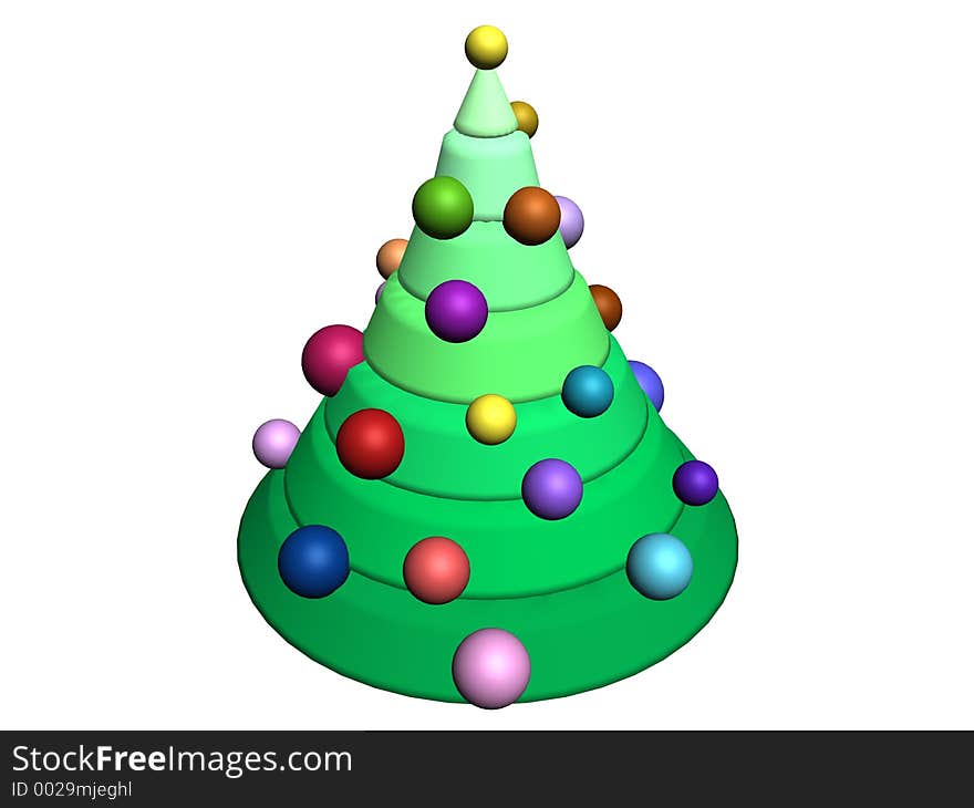 3D - Isolated Christmas tree with decorations. 3D - Isolated Christmas tree with decorations