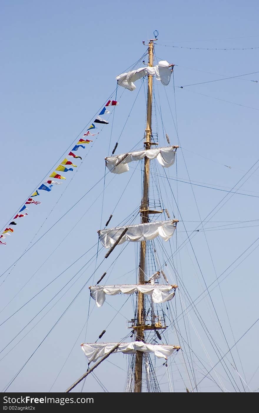 The mast of a sailing ship. The mast of a sailing ship.