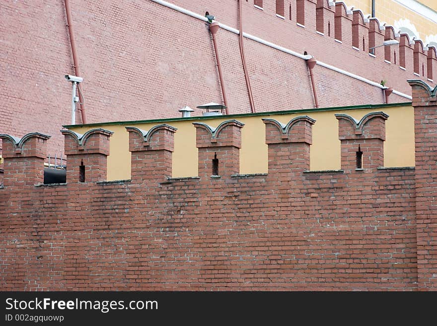 Moscow Kremlin brick wall. Moscow Kremlin brick wall