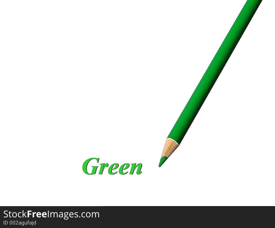 Closeup of a green colored pencil over white. Isolated. The picture is excellent for the kids learning process at the elementary school and/or pre-shool level. Closeup of a green colored pencil over white. Isolated. The picture is excellent for the kids learning process at the elementary school and/or pre-shool level.