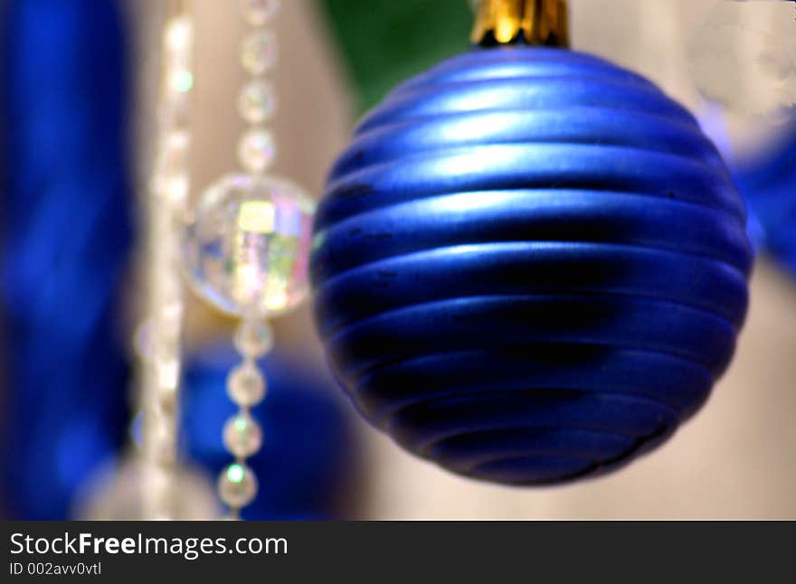 A blue christmas bulb. A blue christmas bulb