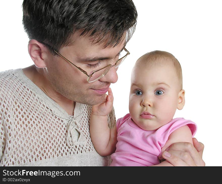 Father with baby isolated