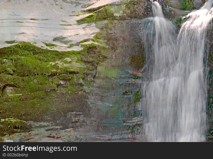 Waterfall and rocks, Perino river, Valtrebbia, Italy