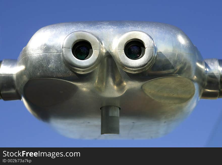 Binoculars on the roof of the rockefeller building, Manhattan, New York, America, USA