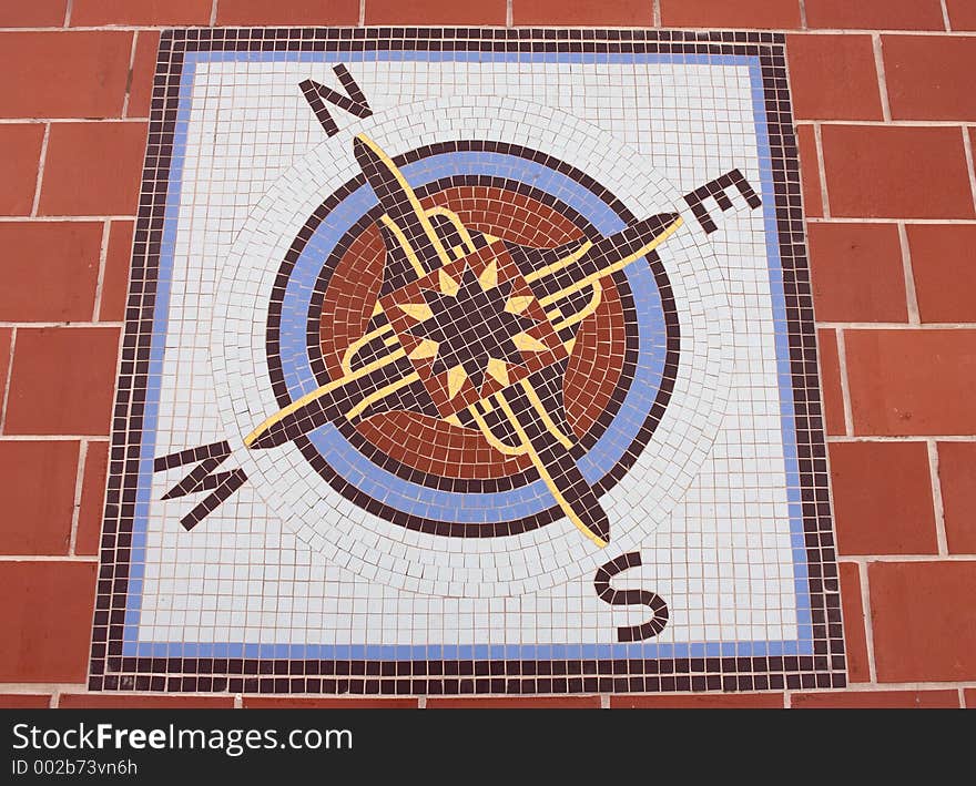 Mosaic compass, top of the rockefeller building, manhattan, new york, america, usa